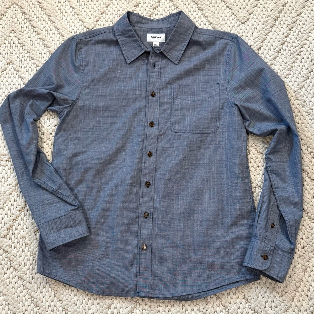 Boys XL Sonoma Blue Button-Up Shirt